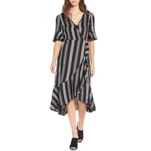 Band of Gypsies Herringbone Ruffle Wrap Dress